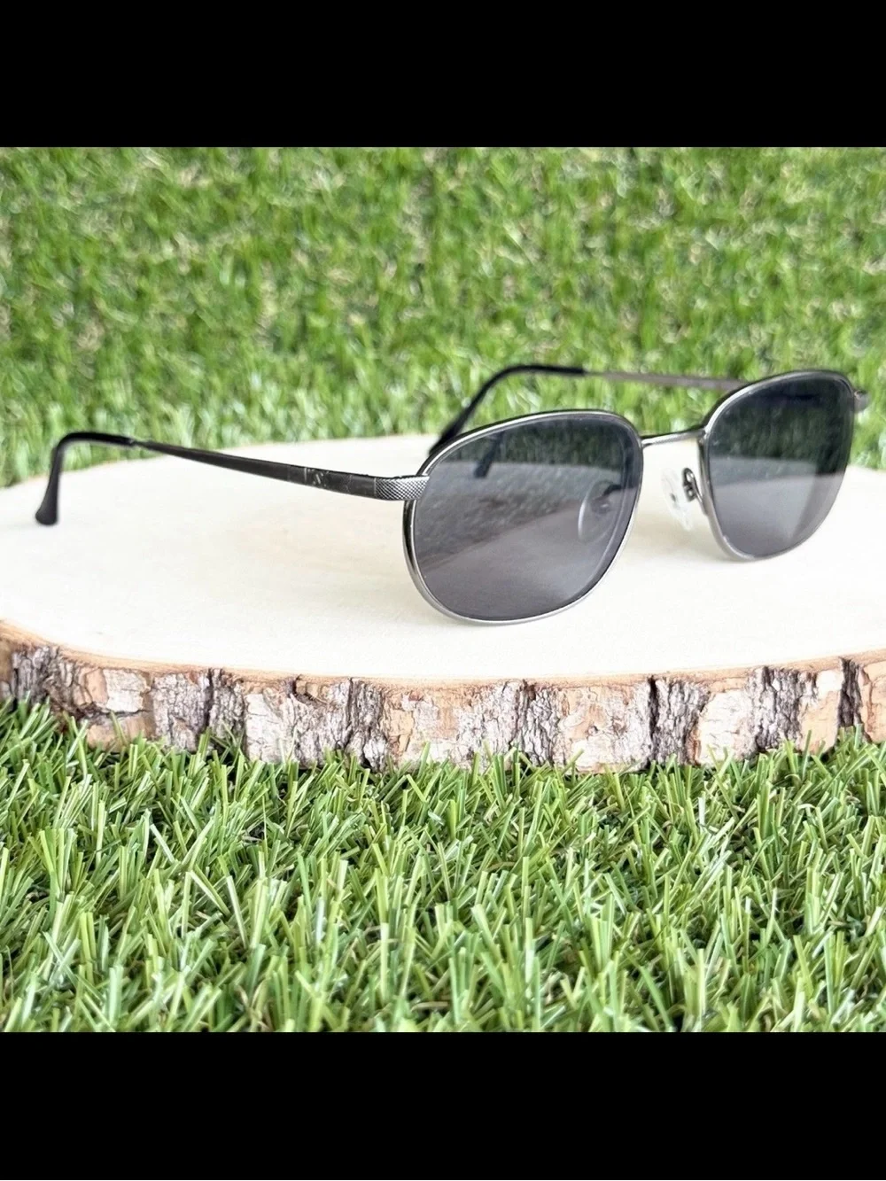 Vintage Yves Saint Laurent YSL 4147-T Y3002 Gunmetal Oval Sunglasses Frame Only